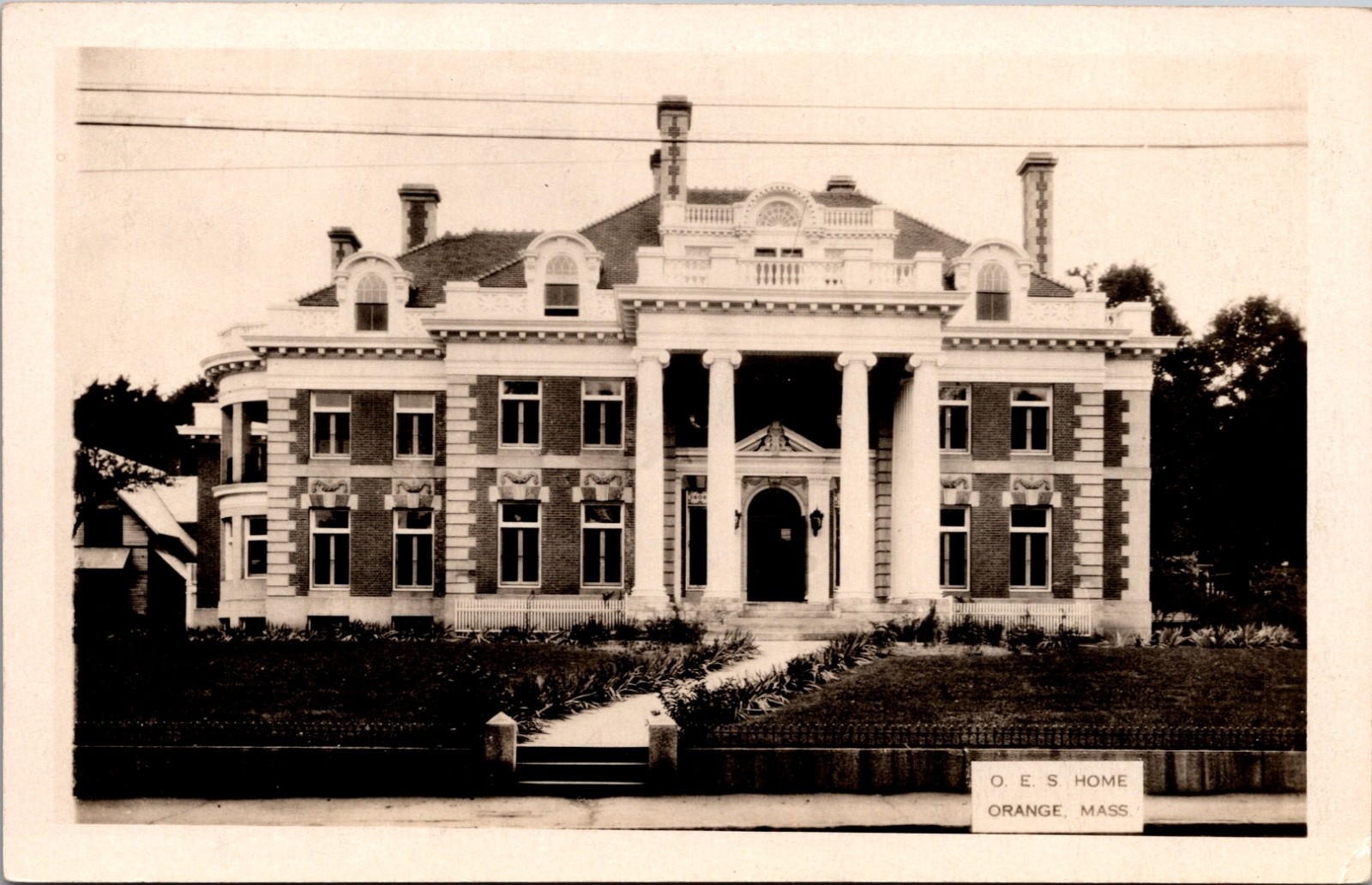 O.E.S. Home Wheeler Mansion Orange Massachusetts Real Photo Postcard
