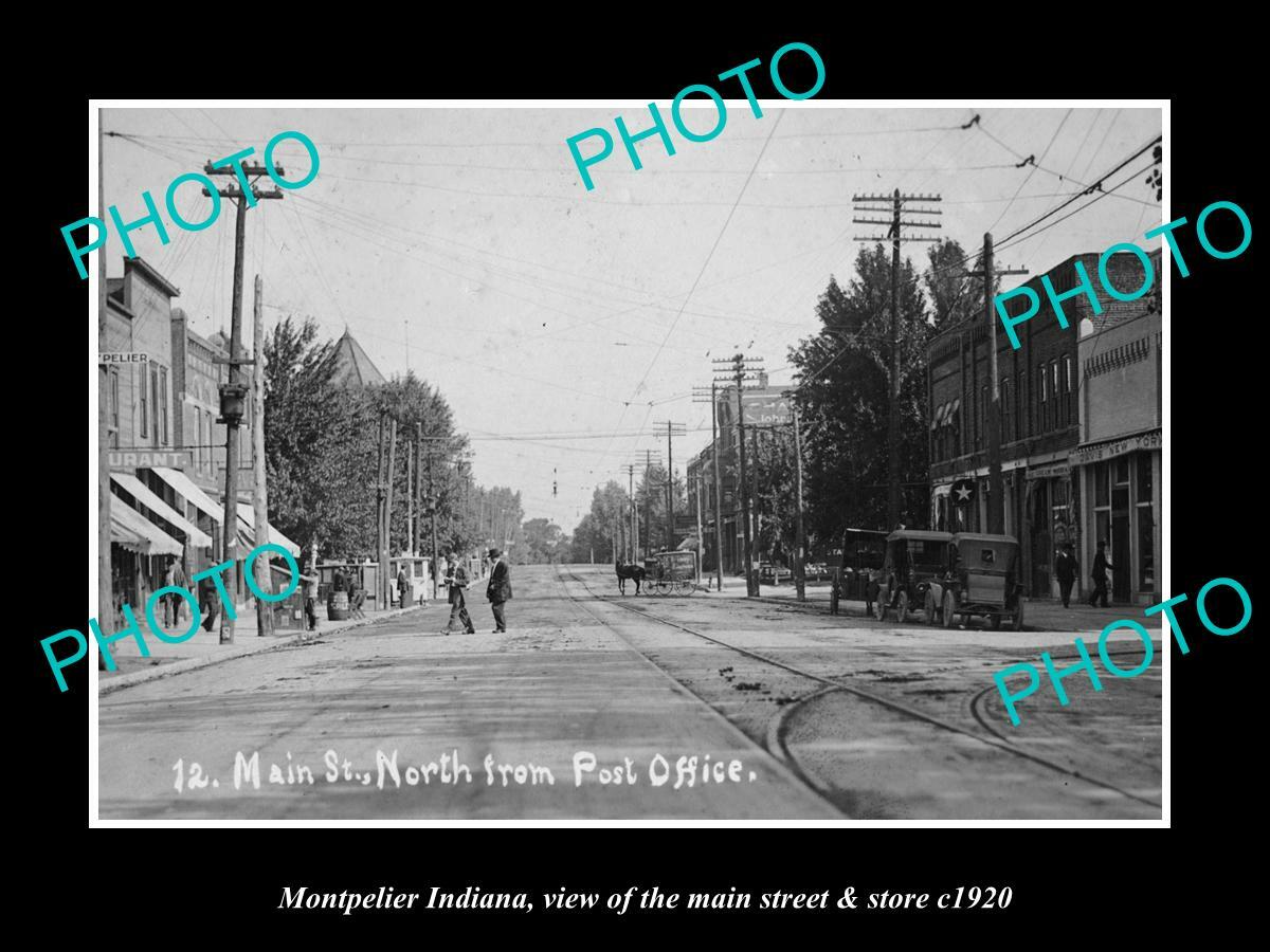 OLD 8x6 HISTORIC PHOTO OF MONTPELIER INDIANA THE MAIN STREET & STORES c1920