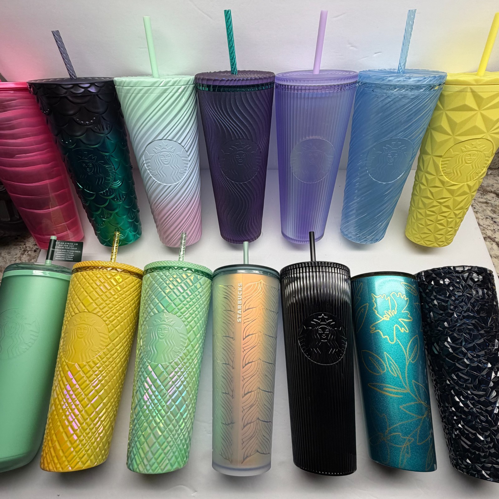 Lot of 14 Starbucks Tumbler Cups - 24 OZ Collectors Bundle