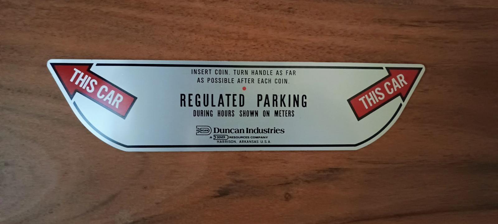 Genuine Duncan Parking Meter Instruction Plate . Duplex Model 76, 90 and 95, New