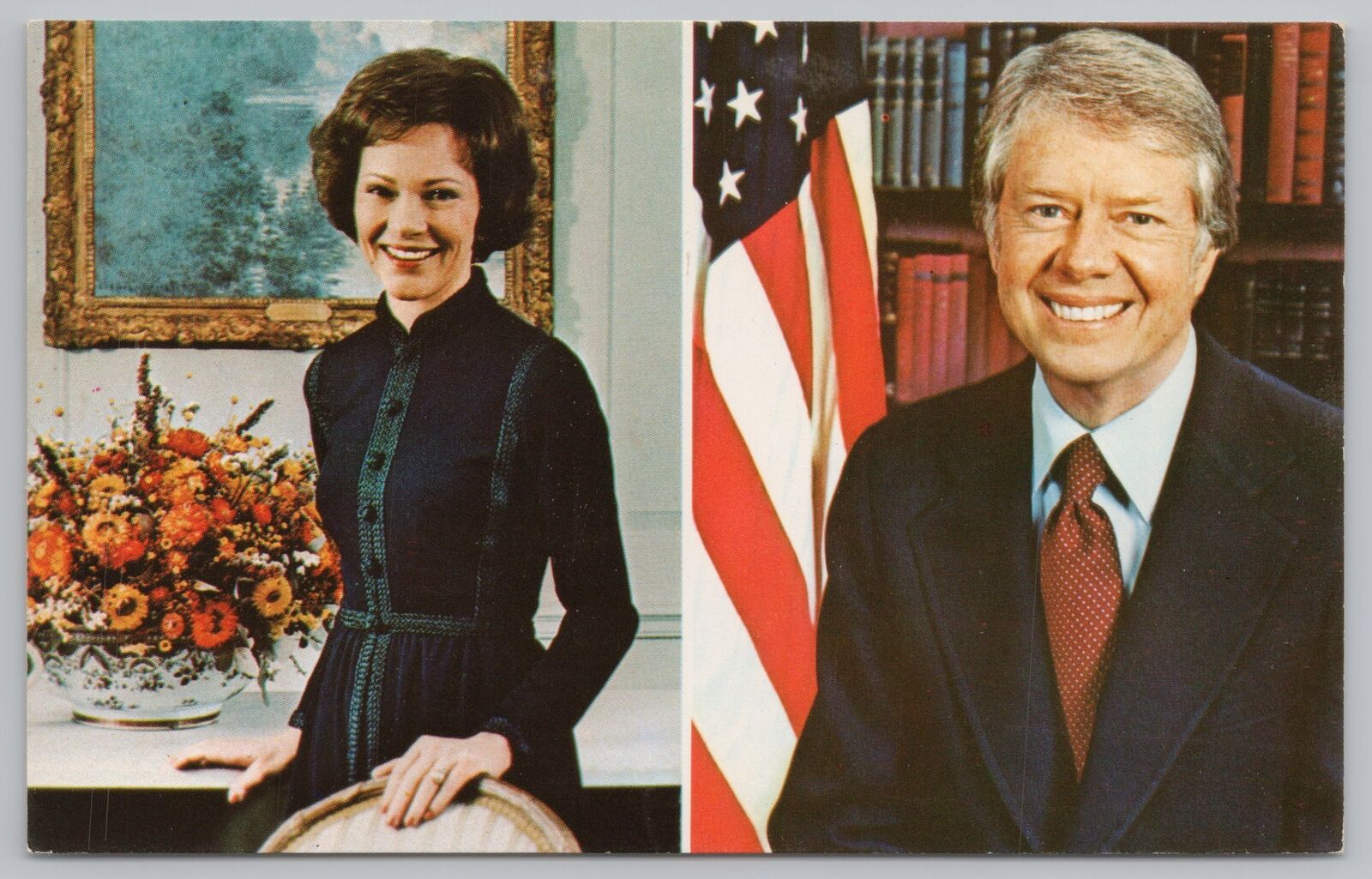 President & Patriotic~President Jimmy Carter & his Wife Rosalyn~Vintage Postcard