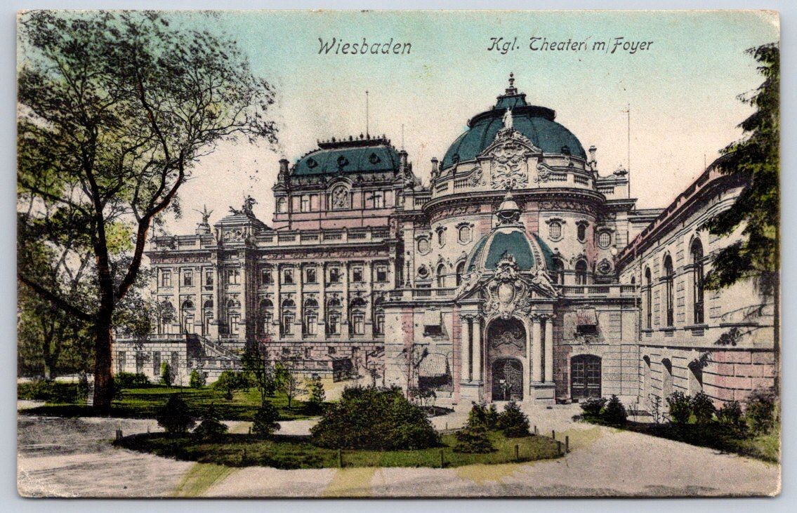 Antique Germany Postcard WIESBADEN Kgl Theater M Foyer 1907