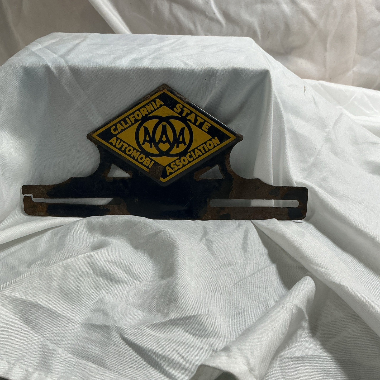 Vintage 1930S Motor Antique Car AAA License Plate Topper PORCELAIN