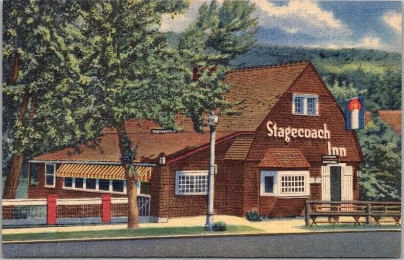 Manitou Springs, Colorado Postcard STAGECOACH INN Restaurant Curteich Linen 1948