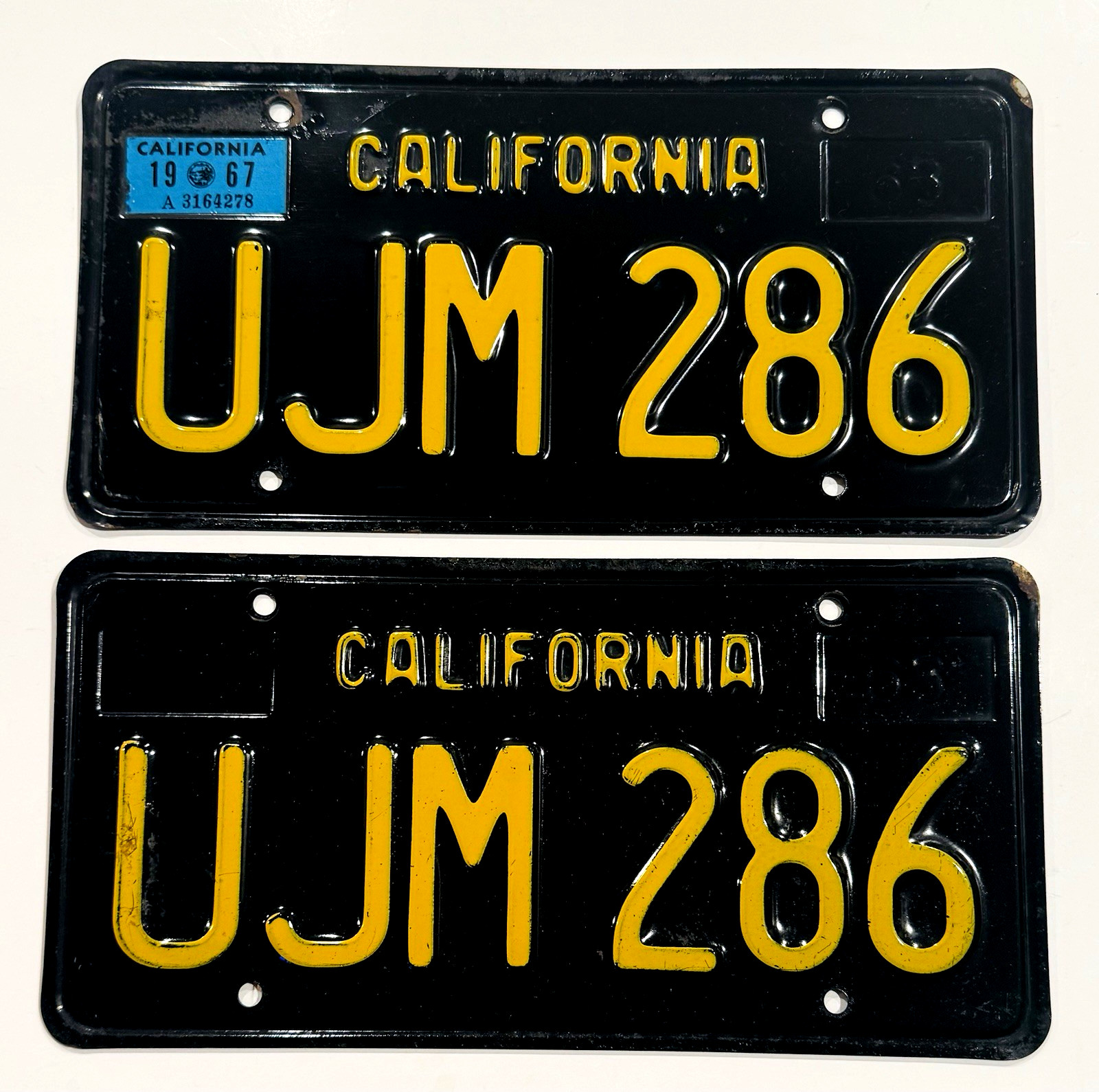 1963 California License Plates 1967 Camaro 1967 Mustang 1967 Validation DMV Ok 