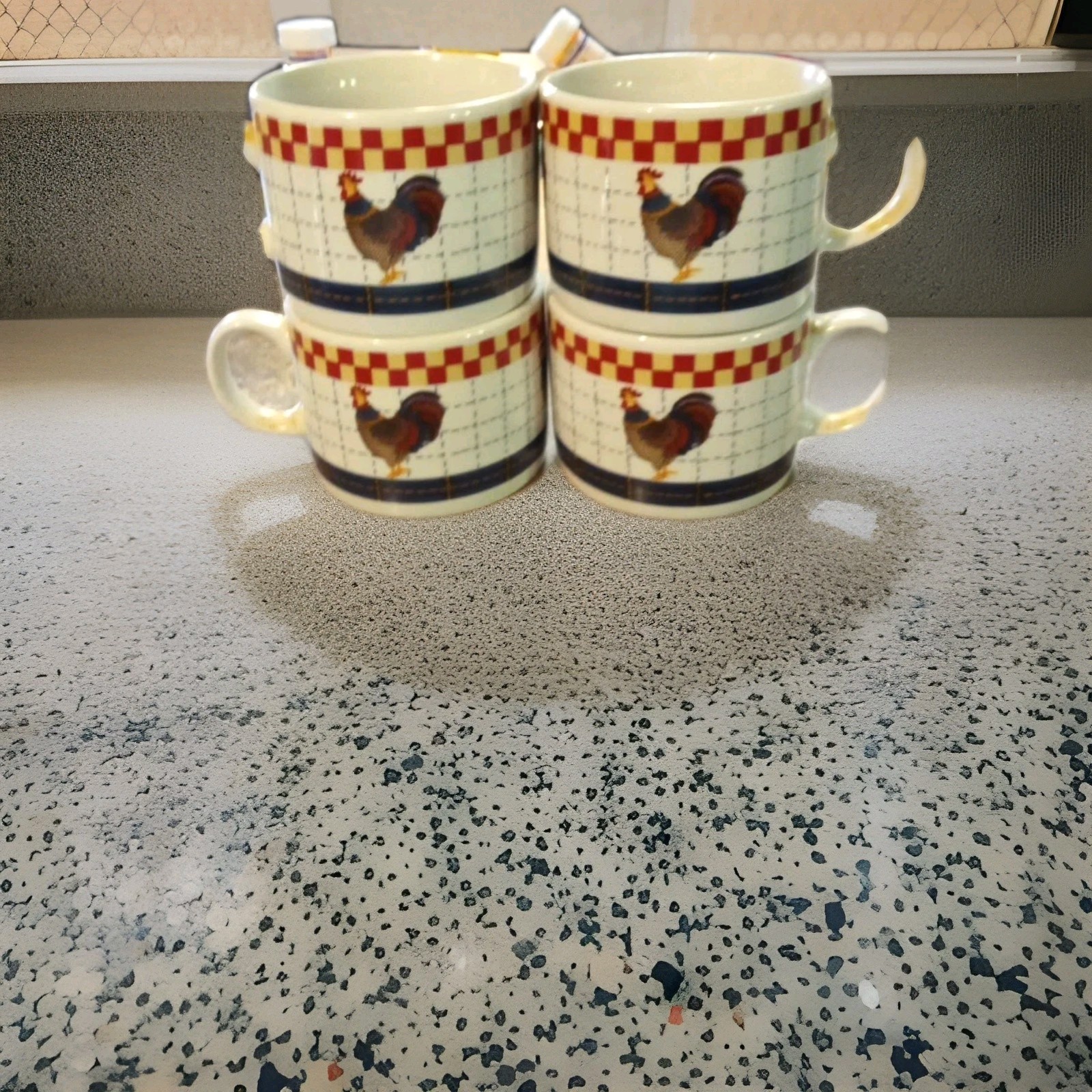 VINTAGE MAJESTICWARE CALICO ROOSTER MUGS