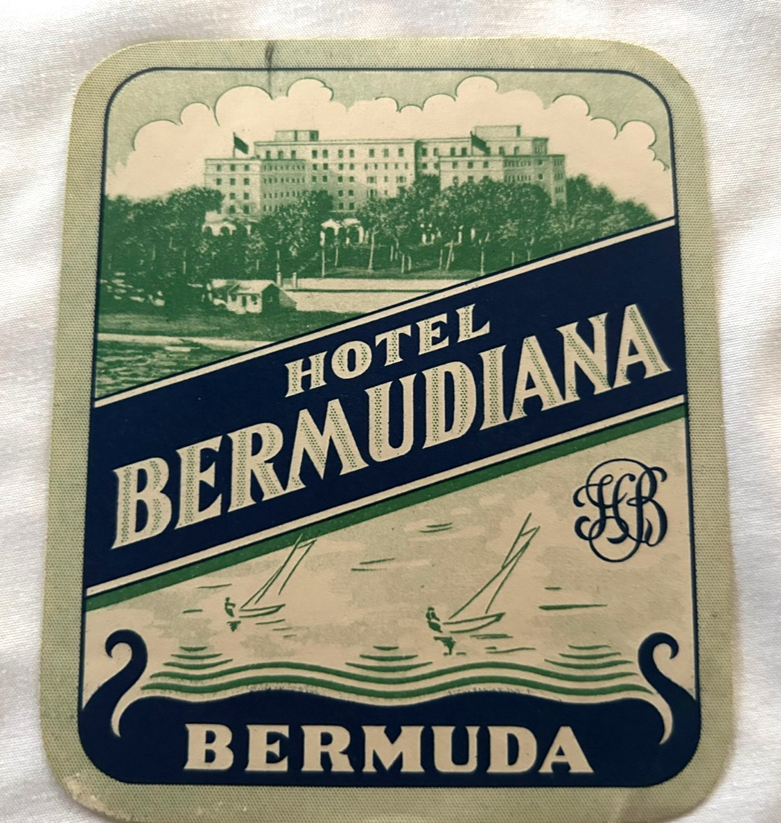 Vintage Hotel Bermudiana ~BERMUDA~ Luggage Label, c. 1930