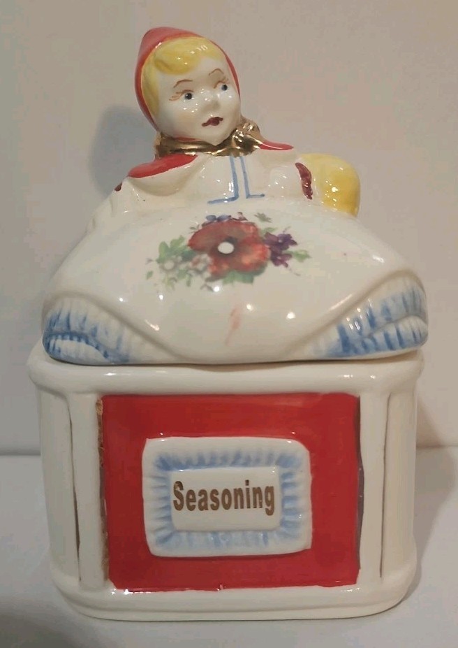 Hull Little Red Riding Hood SEASONING Canister Pat Des No. 135889 Made in USA Hull Little Red Riding Hood SEASONING Canister Pat Des No. 135889 Made in USA