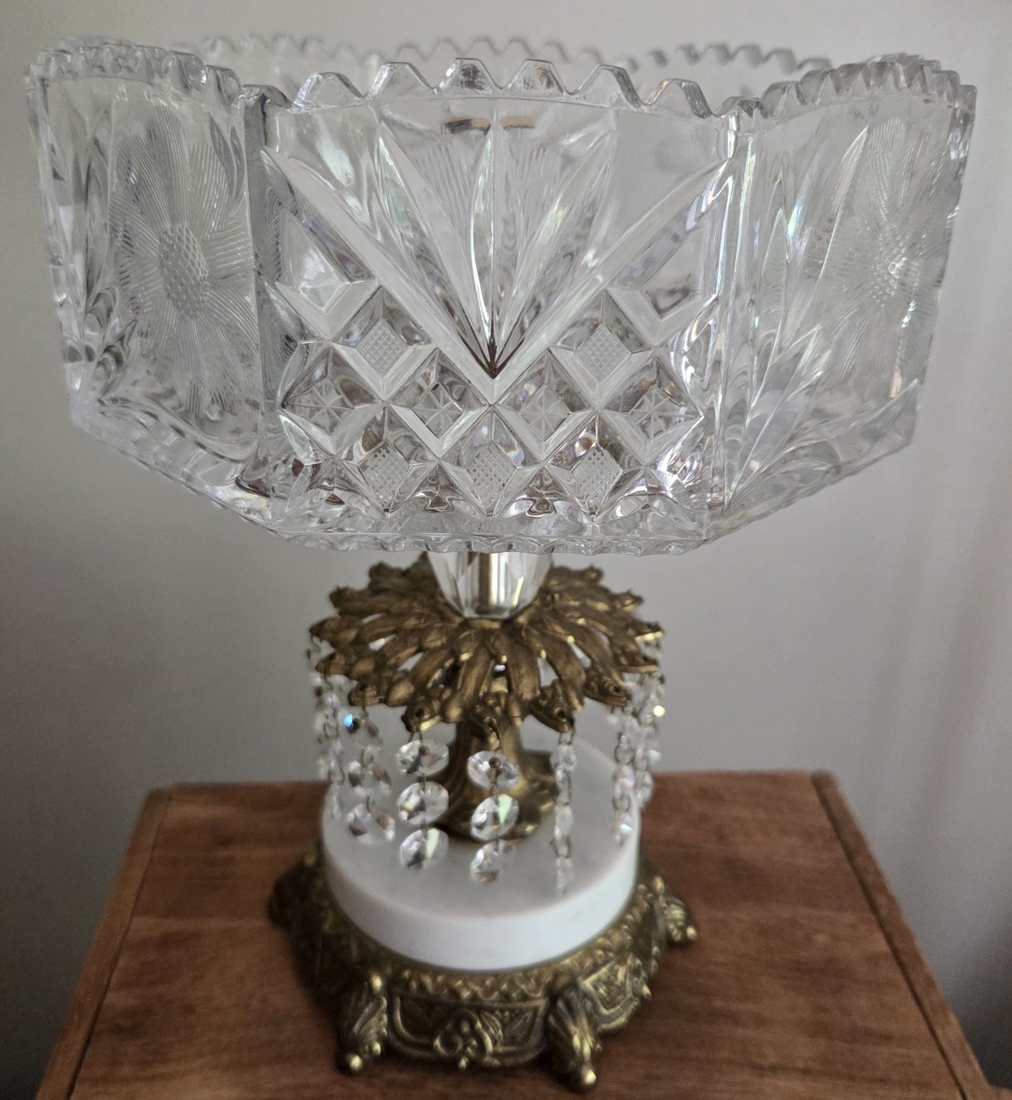 Vintage Hollywood Regency Octogonal  Centerpiece Compote/Candy Dish