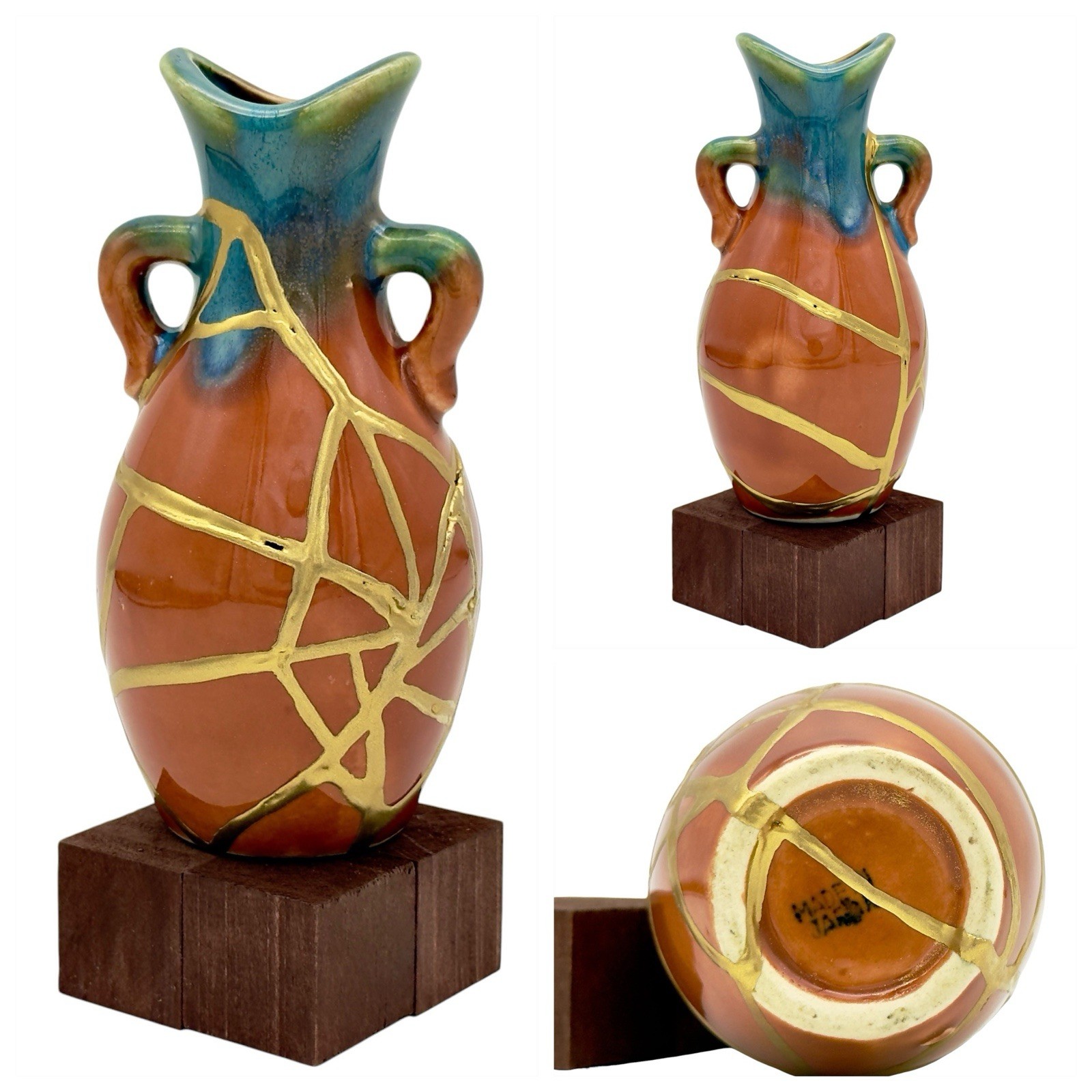 Kintsugi Vase Japanese Vintage Drip Glaze Gold Crack Art Personal Growth Gift