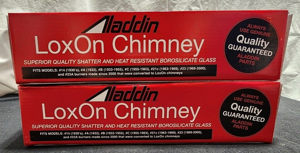 2 ALADDIN LAMP LOX-ON CHIMNEYS PART # R103 BRAND NEW REPLACEMENT 
