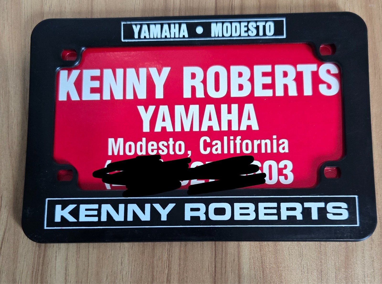 Vintage Kenny Roberts Yamaha Modesto CA License Plate Frame & Insert RZ 350 