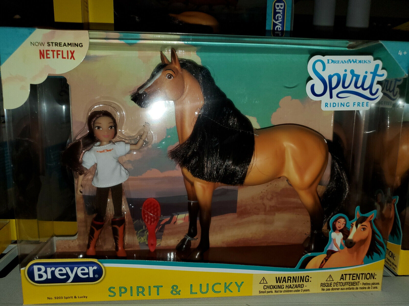 BREYER HORSE- DREAMWORKS SPIRIT RIDING FREE - #9203 -NIB -SPIRIT & LUCKY DOLL 