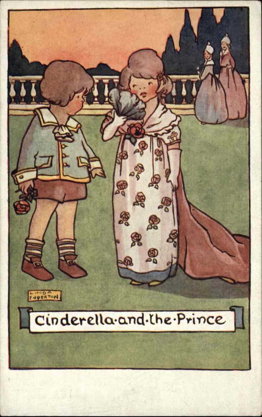 Kids Fairy Tale Cinderella & Prince Linda Edgerton c1910 Postcard