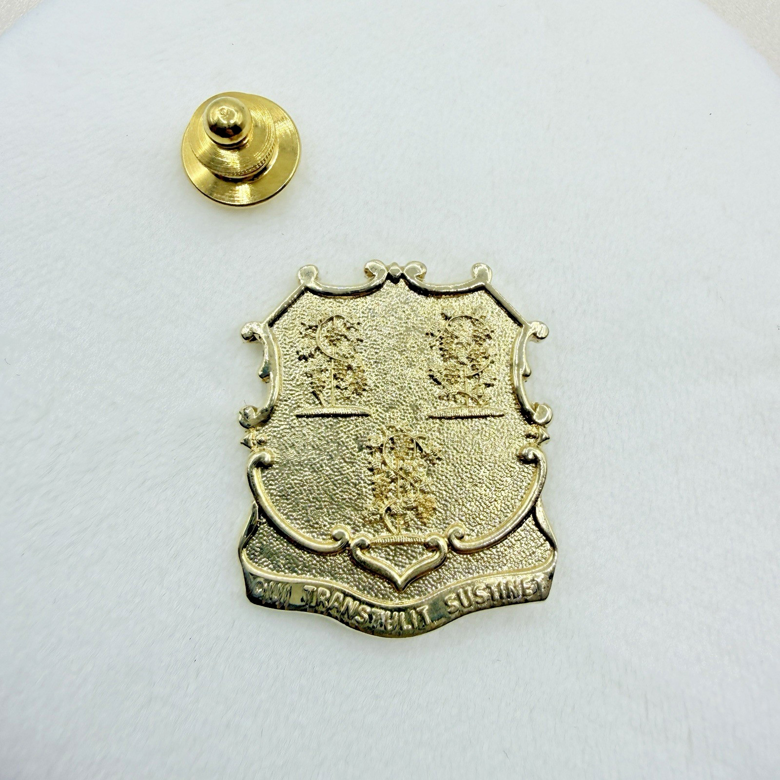 Vintage Connecticut State Seal Shield Lapel Pin Gold Tone Grapevine Crest Vintage Connecticut State Seal Shield Lapel Pin Gold Tone Grapevine Crest
