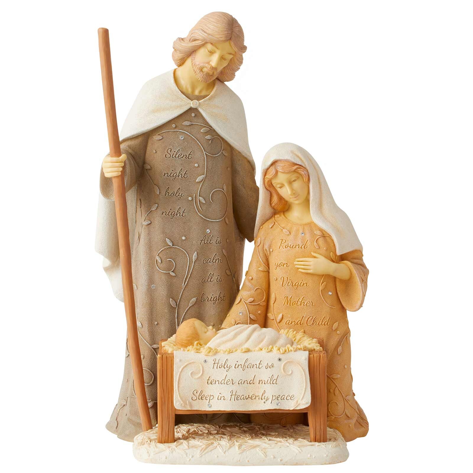Foundations Christmas Figurine Jesus Mary Joseph Nativity Silent Night 6013086