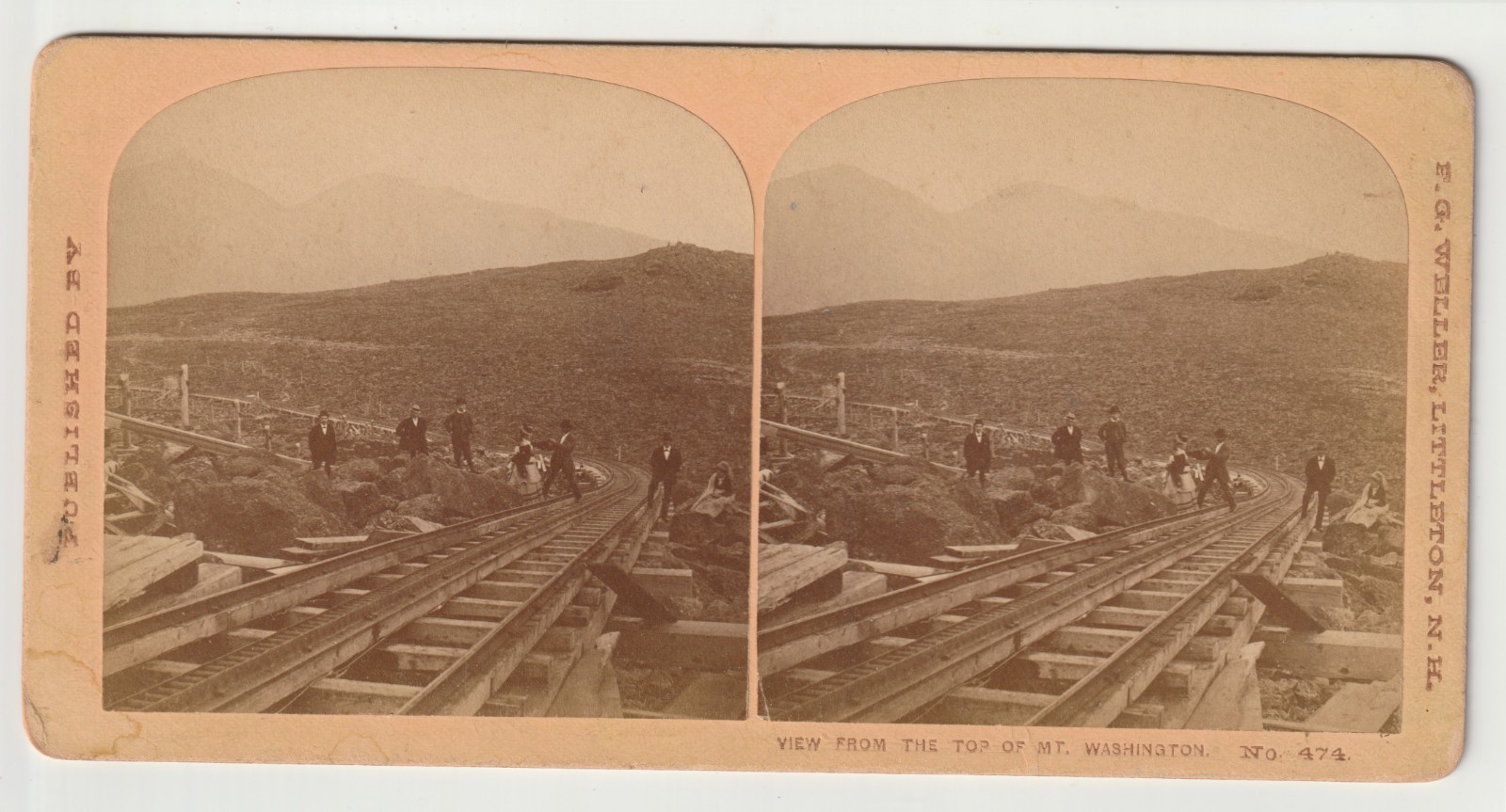 SCARCE - TOURISTS BY COG RAILWAY TRACKS - MT WASHINGTON WHITE MOUNTAINS - WELLER