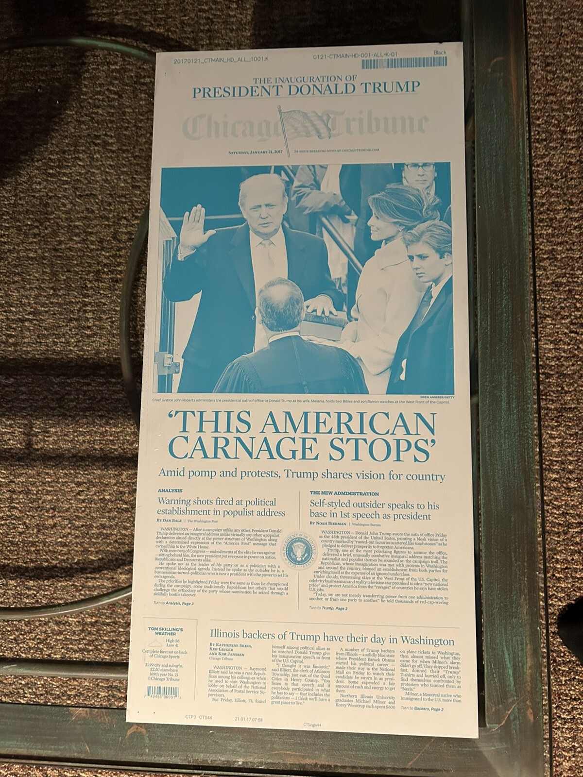 President Donald Trump Chicago  Printing Plate Rare Original MAGA Art  History