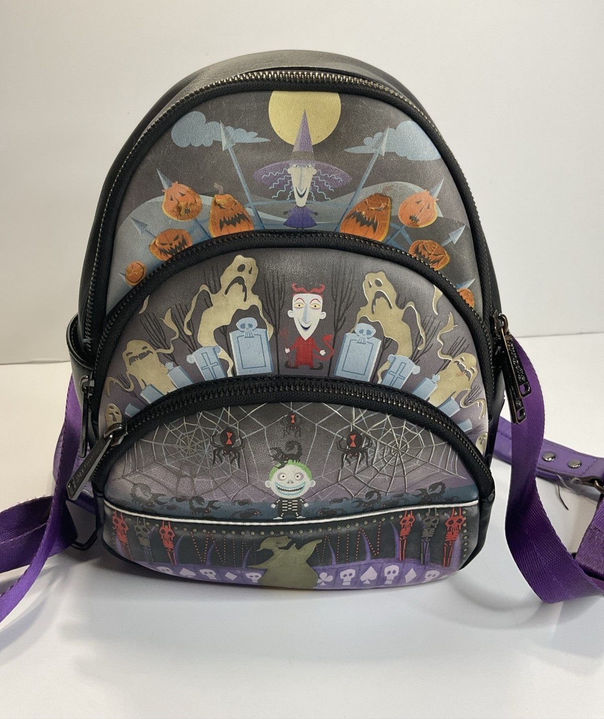 Loungefly The Nightmare Before Christmas Glow Triple Pocket Mini Backpack Bag