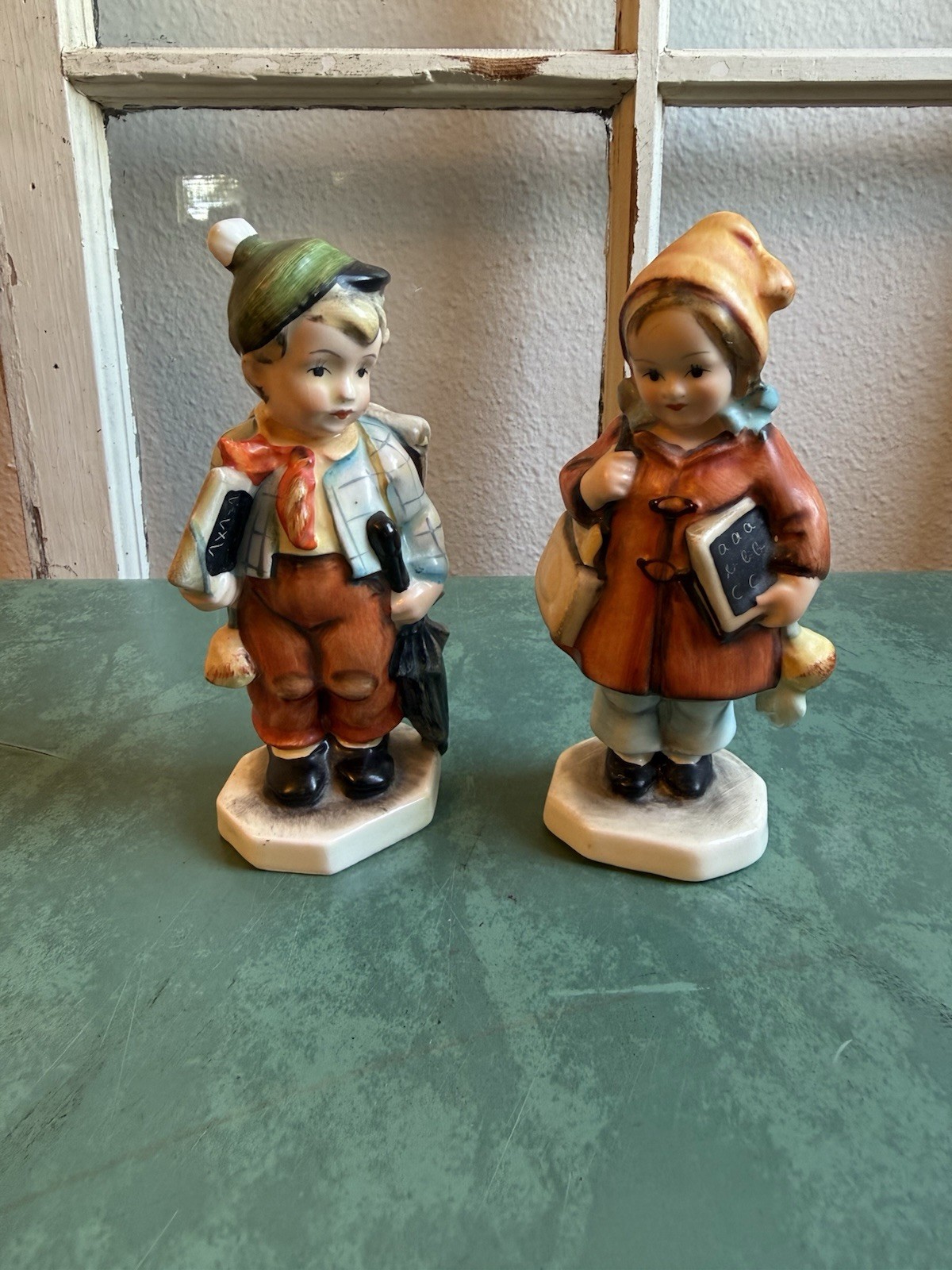 Vintage Friedel Bavaria School Boy & Girl Porcelain Figurines West Germany Pair
