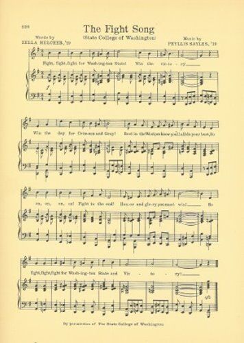 WASHINGTON STATE UNIVERSITY Song Sheet c 1927 \