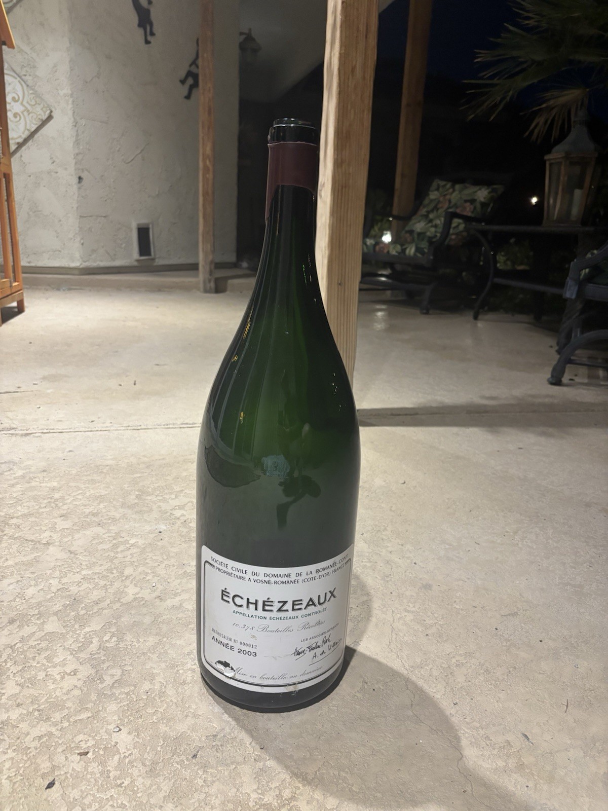 Empty 2003 DRC Échézeaux Grand Cru Burgundy Wine Bottle Authentic.