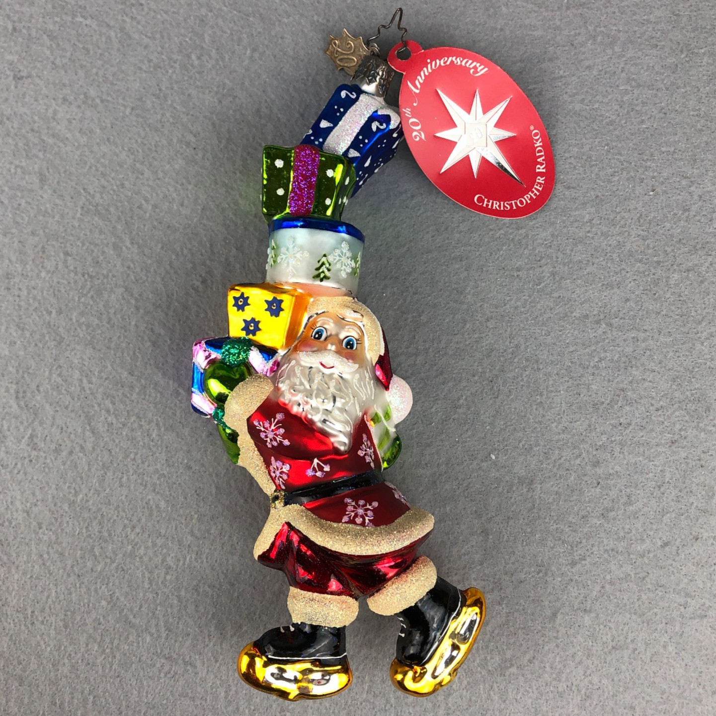 Radko FORWARD HO 20th Anniversary 2005 Glass Ornament Skating Santa Rare 7 inch