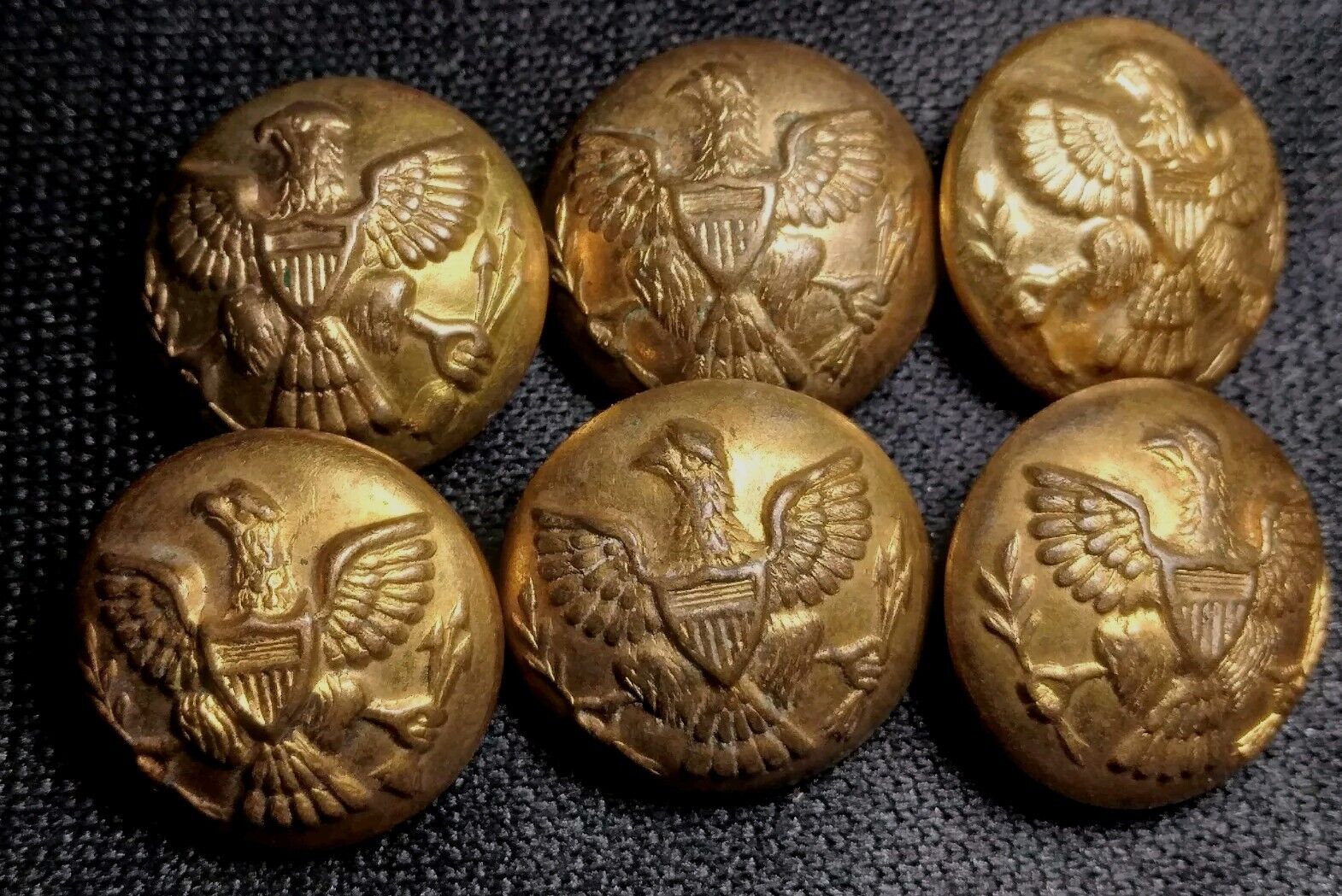 Rare Lot Of 6 America 🇺🇸 Indian War Gold Gilt Eagle Buttons Horstmann Scovill 