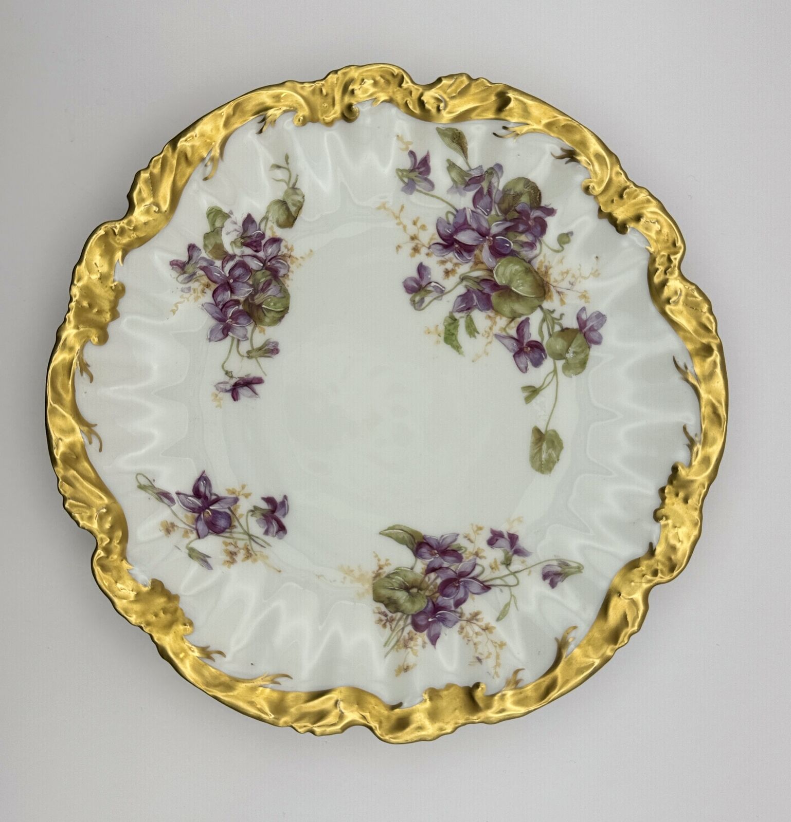 Coronet Limoges France Porcelain Plate with Gold Trim and Floral Design