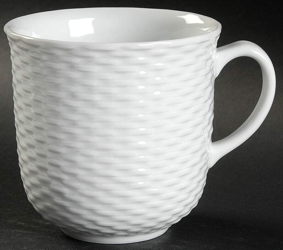 1 Pillivuyt Porcelaine Basketweave Mug Depuis 1818 082 White 3 5/8”T VINTAGE NEW