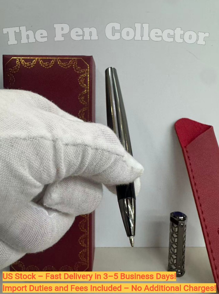 Rare CARTIER Santos Black Silver Tone Rollerball Blue Cabochon Luxury Fast Auc