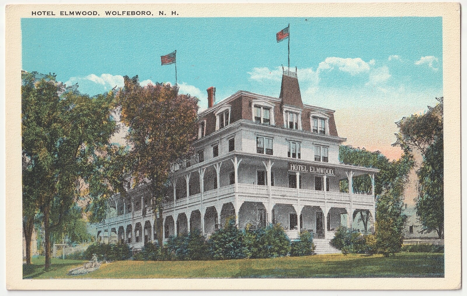 Wolfeboro New Hampshire NH Hotel Elmwood Hobbs Is Inn Postcard c1920s