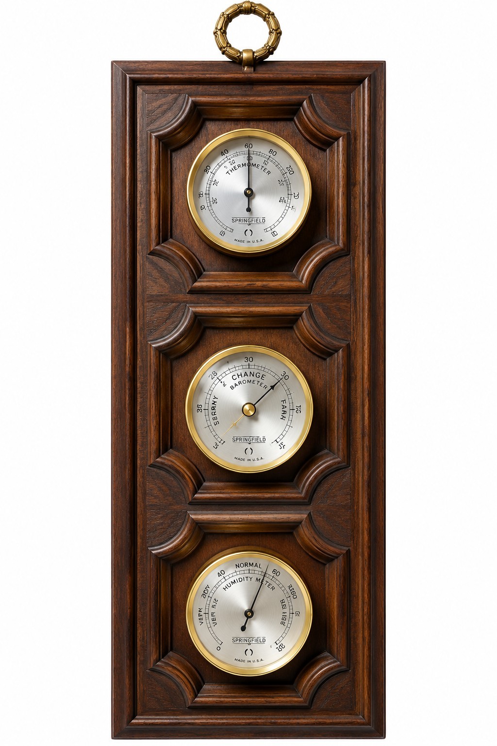 Vintage Springfield Weather Station Barometer Thermometer Hygrometer Wall USA