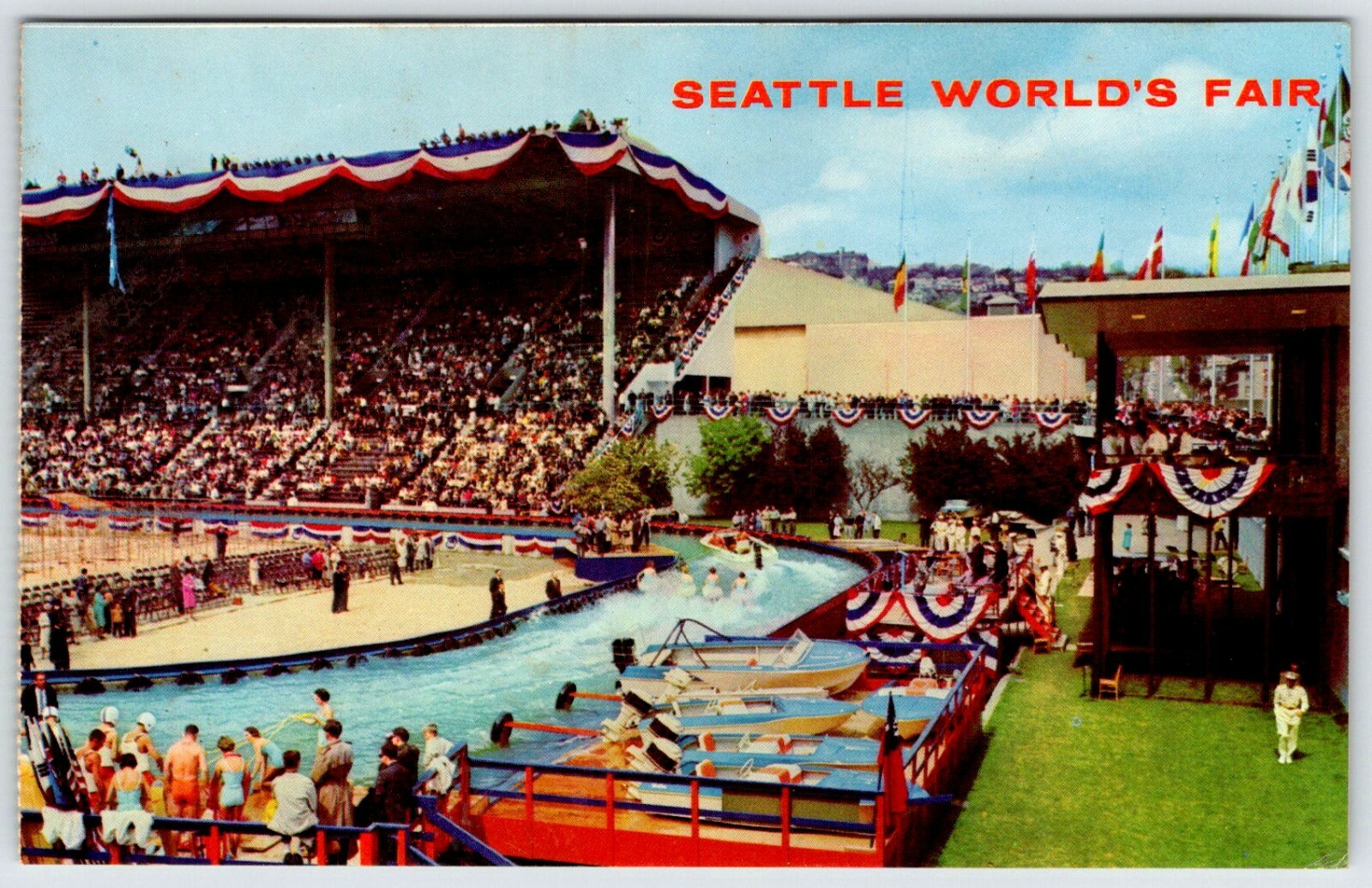 Water Skiing Memorial Stadium Seattle\'s World Fair Vintage Postcard AF364