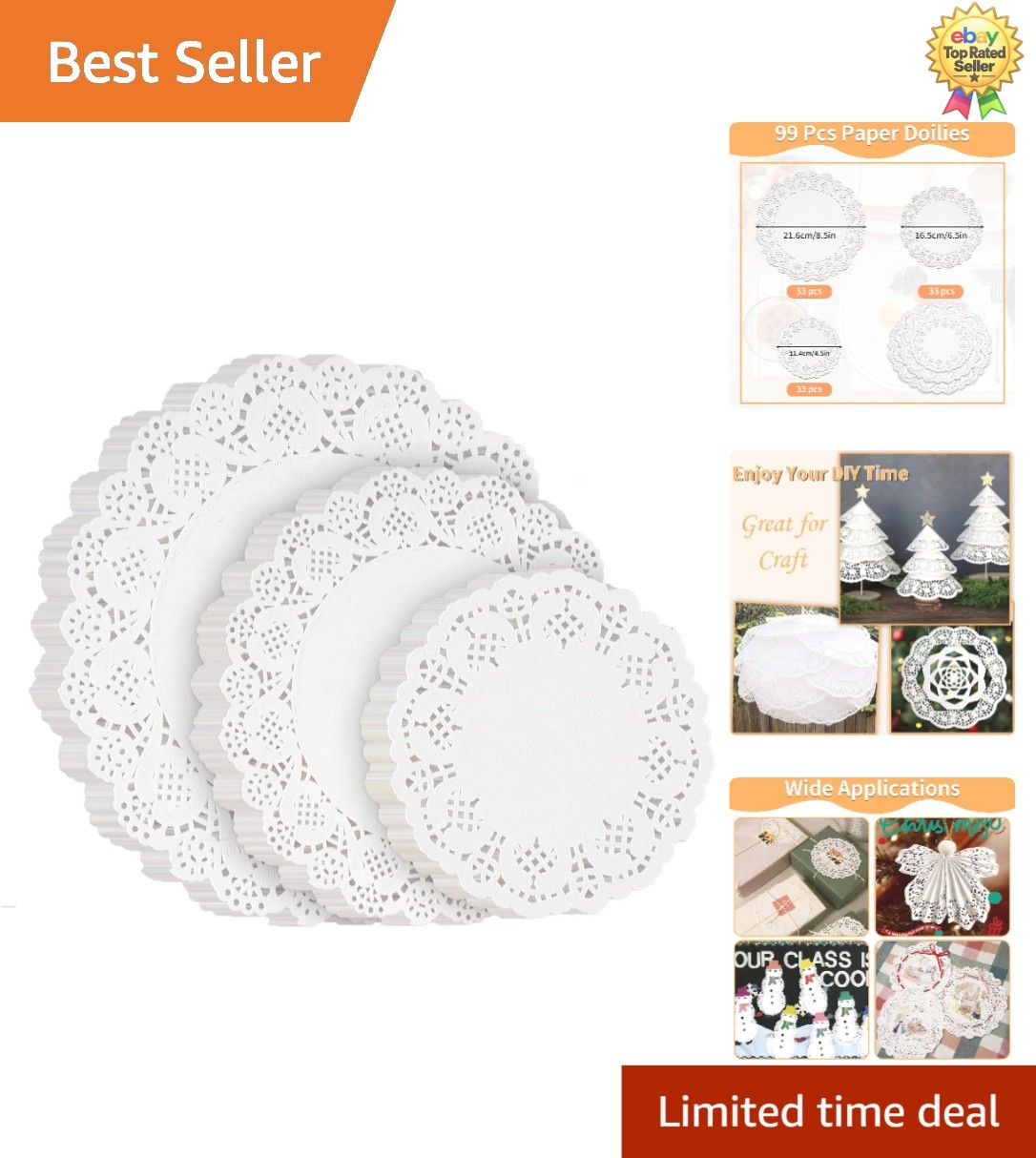 Elegant Paper Lace Doilies - Ideal for Desserts & Crafts, 99 Pieces Included