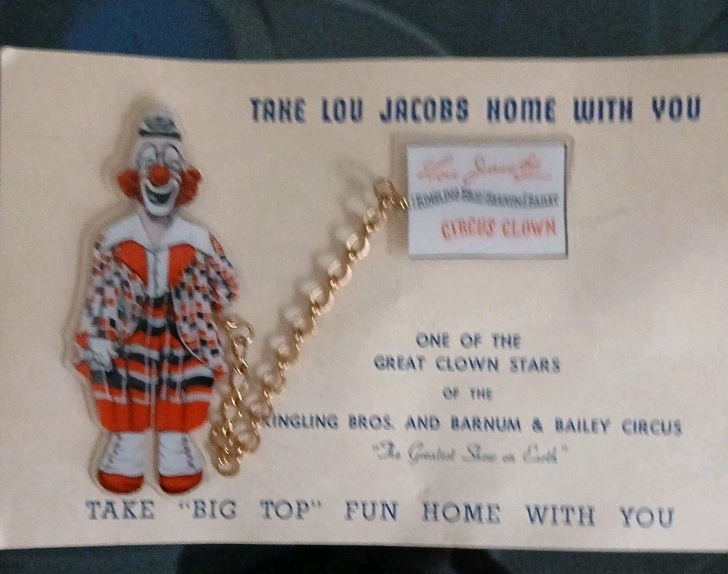 Vintage 1947 Clown Lou Jacobs Pin New Old Stock - Rare 