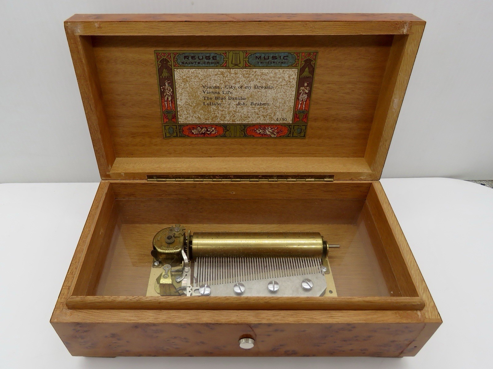 Vintage Reuge Sainte Croix Switzerland CH 4/50 50 Note 4 Tune Music Box Works