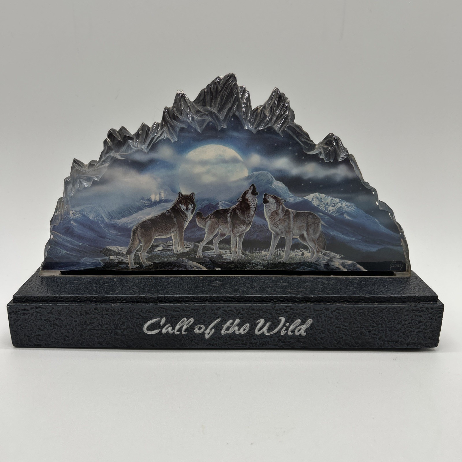 Bradford Exchange Al Agnew Wolf Acrylic Light Up Statue Call of the Wild A2752