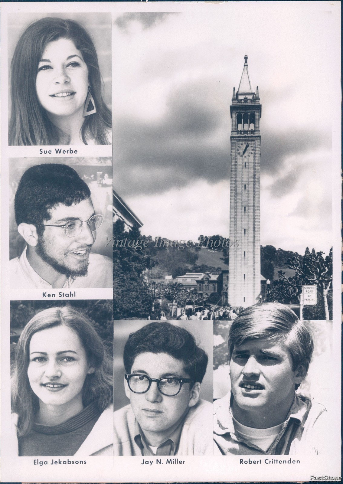 1968 Berkeley California University Students Group 7x10 Historic Vintage Photo