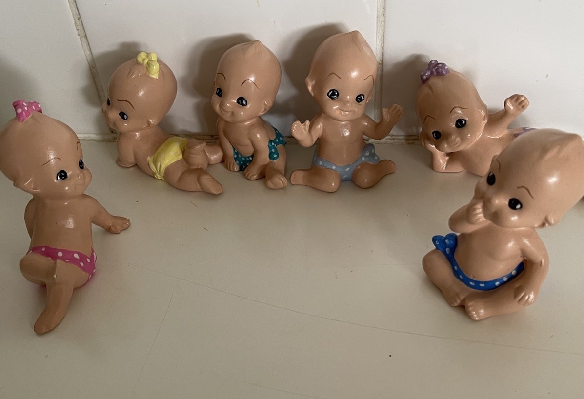 Vtg 7cm Kewpie Style Japan Porcelain Set Of 6 Mischevious Baby Cherub Figures Vtg 7cm Kewpie Style Japan Porcelain Set Of 6 Mischevious Baby Cherub Figures