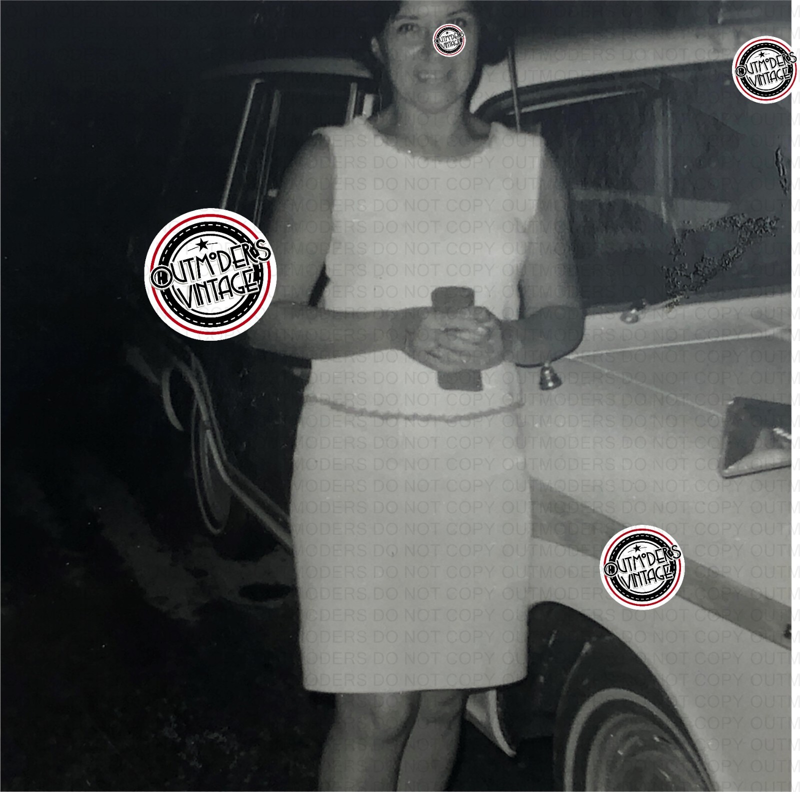 Vintage 60s TAXI in BERMUDA Photo Snapshot Candid Delores Cossa Beautiful Woman