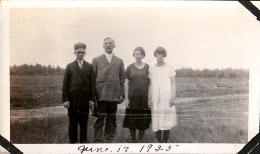 1925 Vintage Black & White Family Photo with Handwritten Date June 14