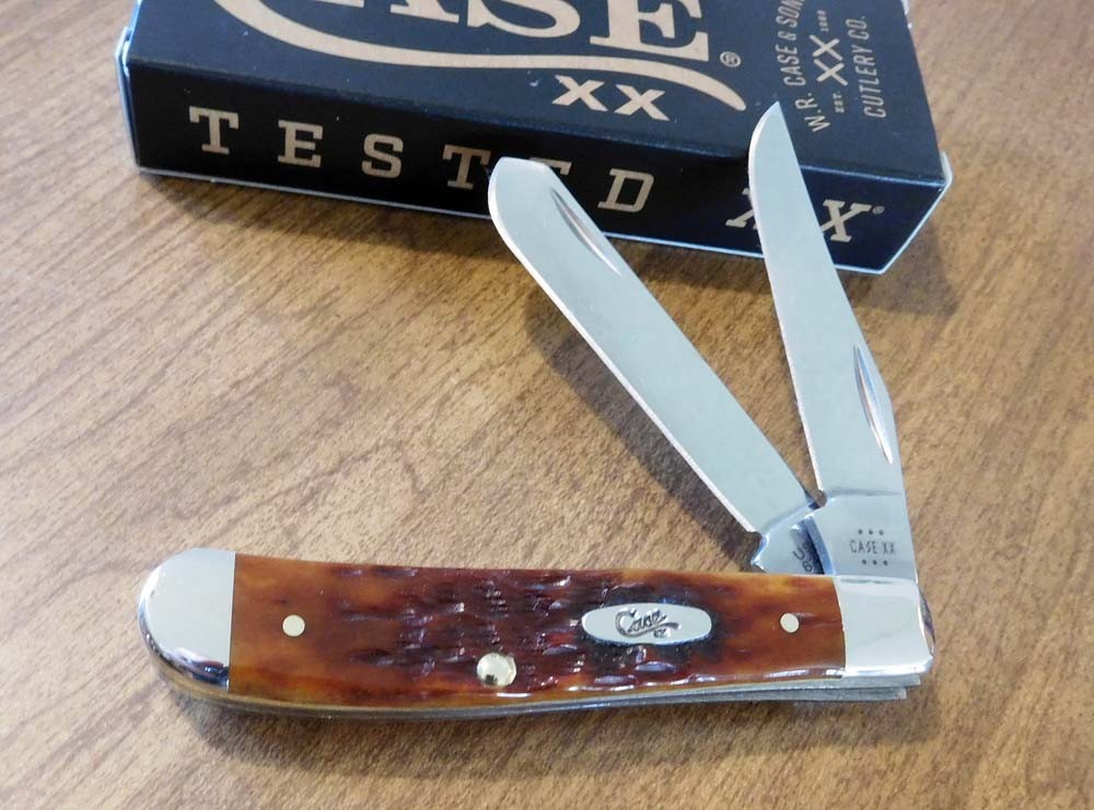 CASE XX New 66691 Harvest Orange Jigged Bone Handle Mini Trapper Knife/Knives