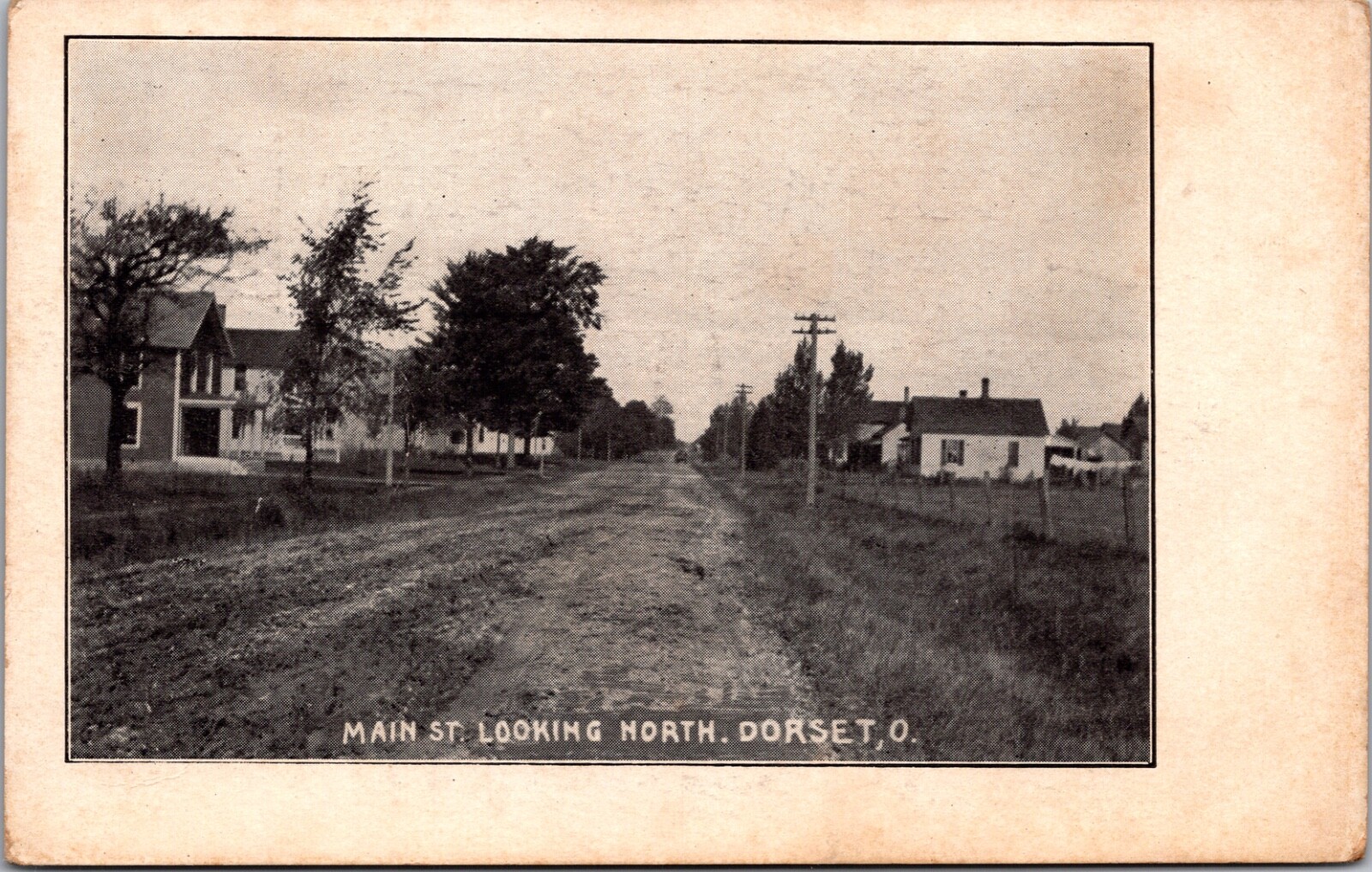 Main Street Looking North Dorset Ohio Litho Early 1900s Dirt Road Town View