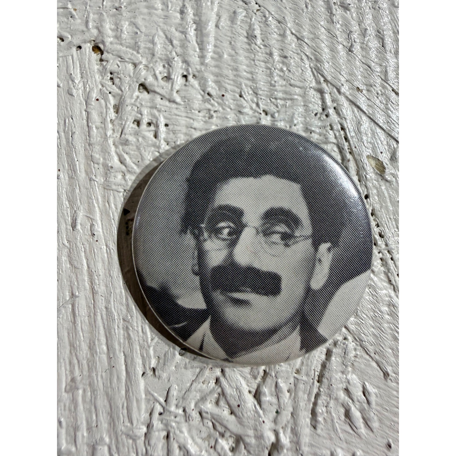 Vintage Groucho Marx Pin OS Black White Comedian Graphic Button