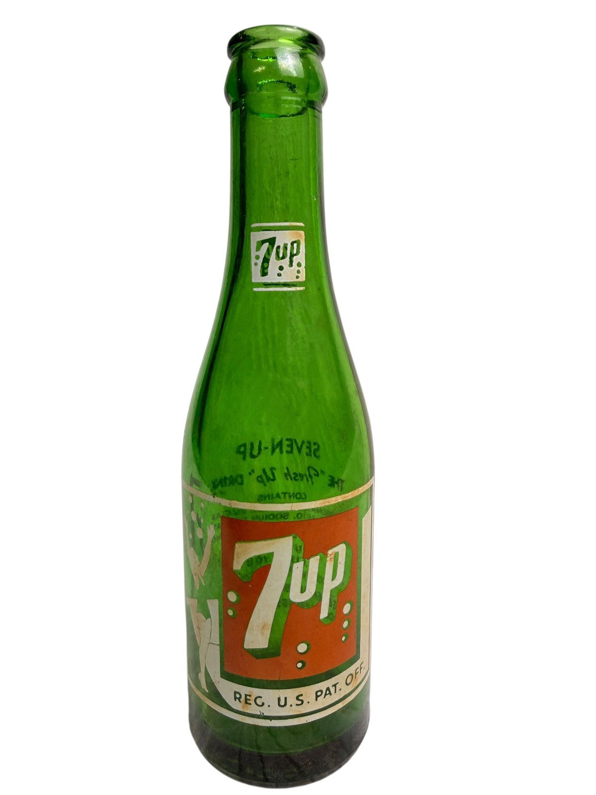 Rare 7up Bottle Swimsuit 8 Bubbles Above Swimming Girl Green No Outlines 7 Logo Rare 7up Bottle Swimsuit 8 Bubbles Above Swimming Girl Green No Outlines 7 Logo