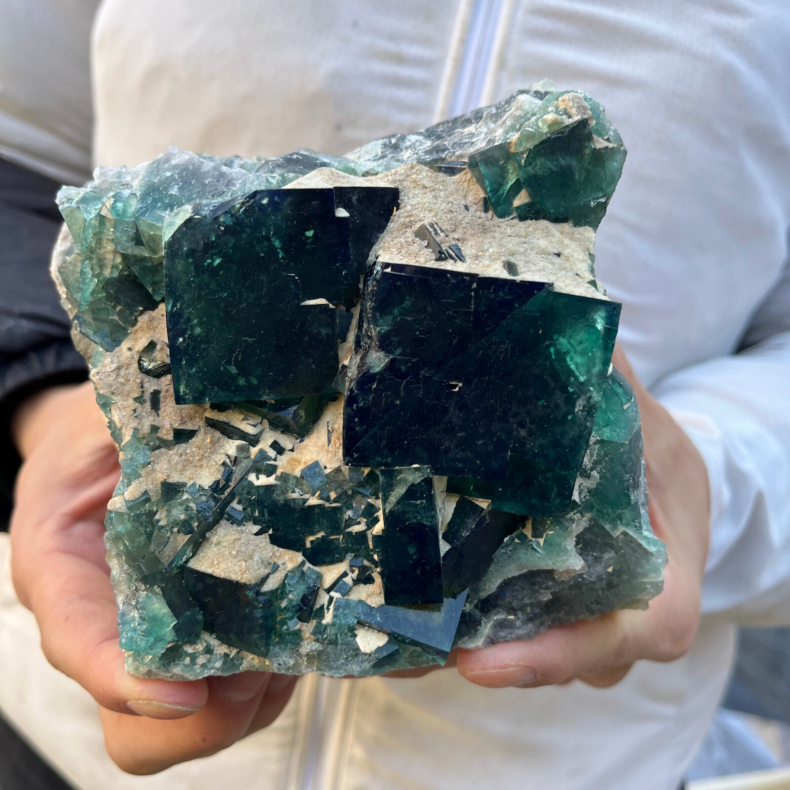 4.1lb NATURAL Green Cube FLUORITE Quartz Crystal Cluster Mineral Specimen heali