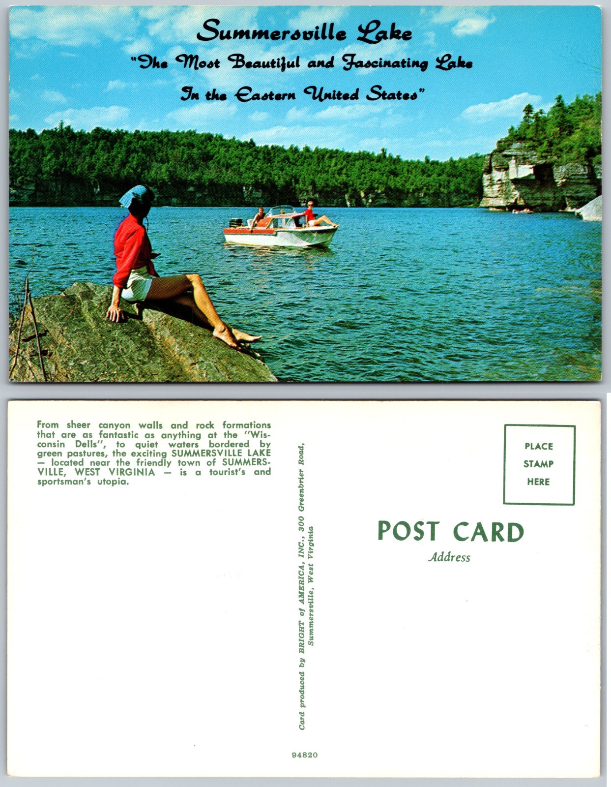 Summersville Lake West Virginia Boat Postcard