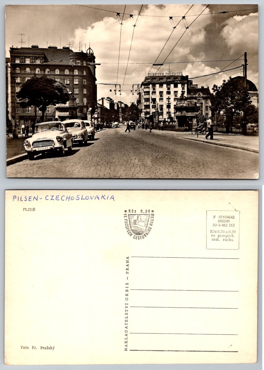 Vintage Plzeň Czechoslovakia Street Scene Postcard Orbis 1960s Photo