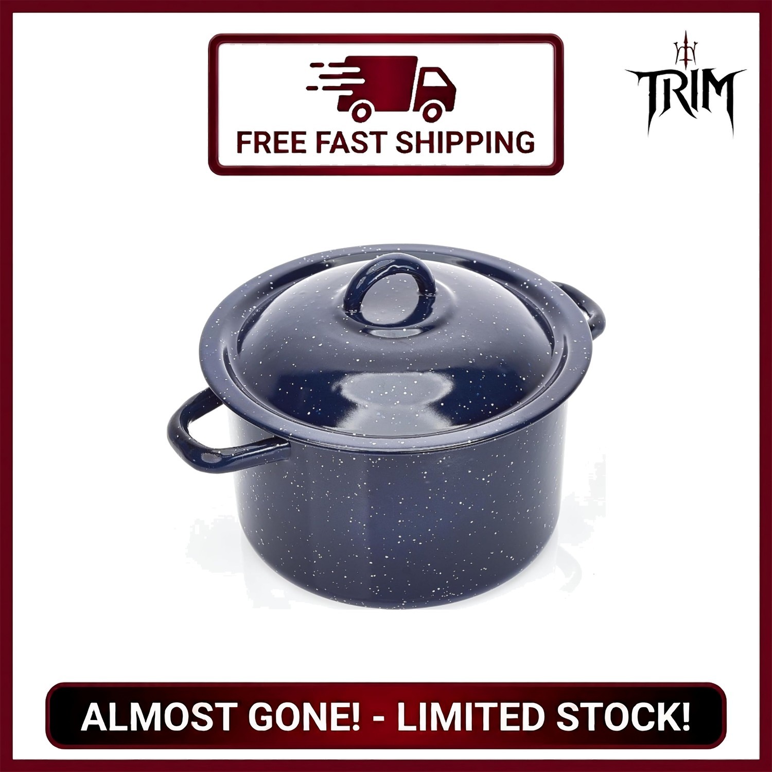 Elegant 6 Qt Blue Enamel Stock Pot with Lid - Perfect for Soups and Stews